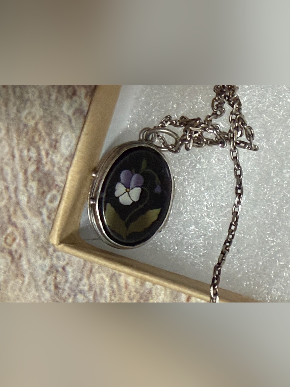 Antique Pietra Dura 800 Silver Double Sided Small Floral Motif Locket - Picture 9 of 16